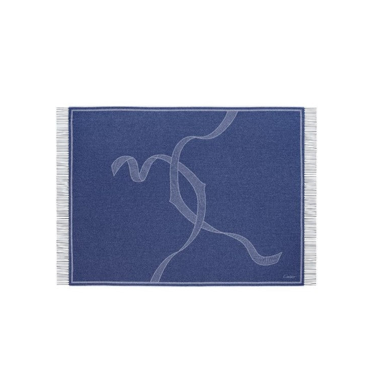 Blue Entrelacés de Cartier Cashmere Scarf - Rewind Vintage Affairs