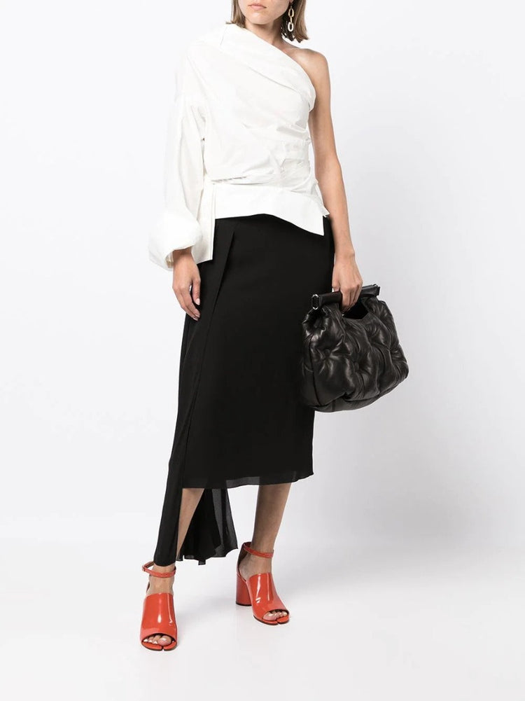 Asymmetric Silk Midi Skirt - rewindvintageofficial