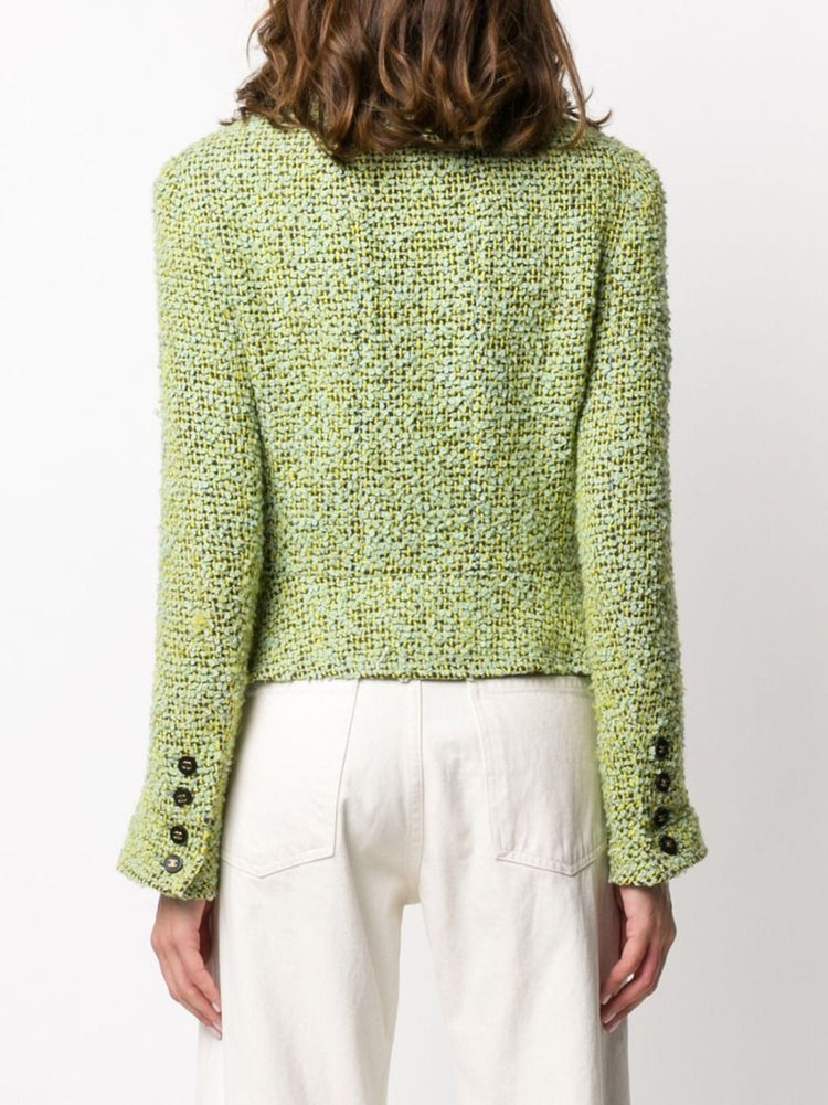 Green Bouclé Tweed Jacket - rewindvintageofficial