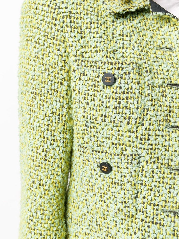 Green Bouclé Tweed Jacket - rewindvintageofficial