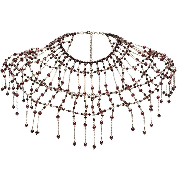 2016 Dark Red Gripoix Collar Necklace - rewindvintageofficial