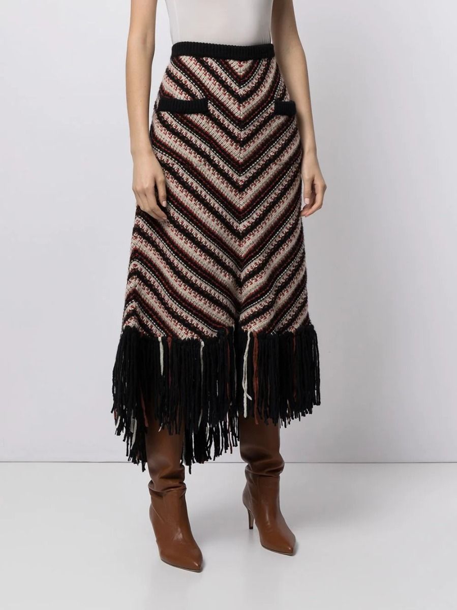 2014 Runway Fringe Wool Skirt Paris-Dallas - rewindvintageofficial