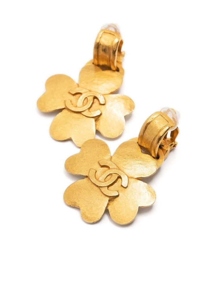 Gold Four Leaf Clover Clip-on Earrings - Rewind Vintage Affairs