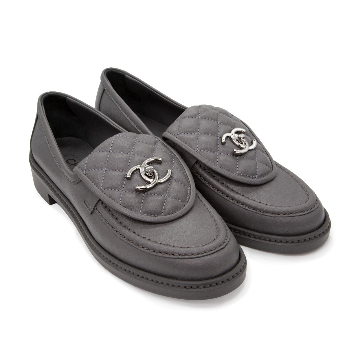 CC Quilted Leather Loafers - Rewind Vintage Affairs