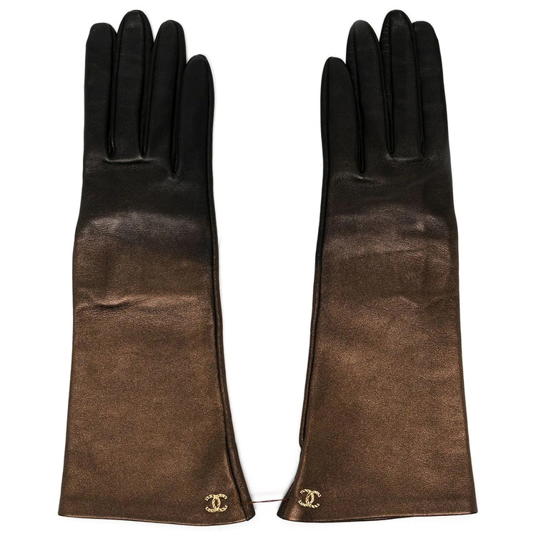 Metallic Bronze Leather Gloves - Rewind Vintage Affairs