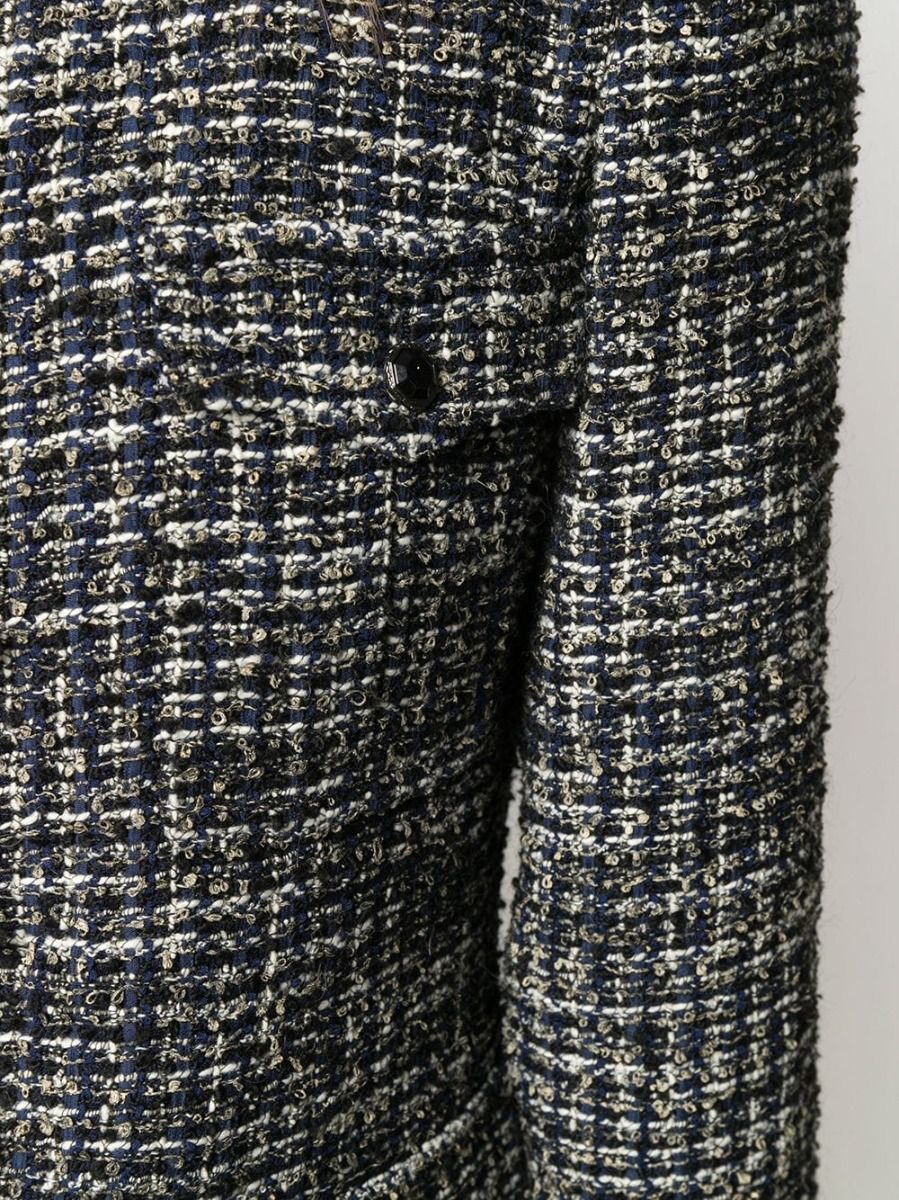 Navy Bouclé Tweed Jacket - rewindvintageofficial