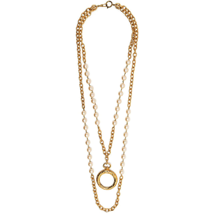 Pearl-embellished Double-chain Necklace - Rewind Vintage Affairs