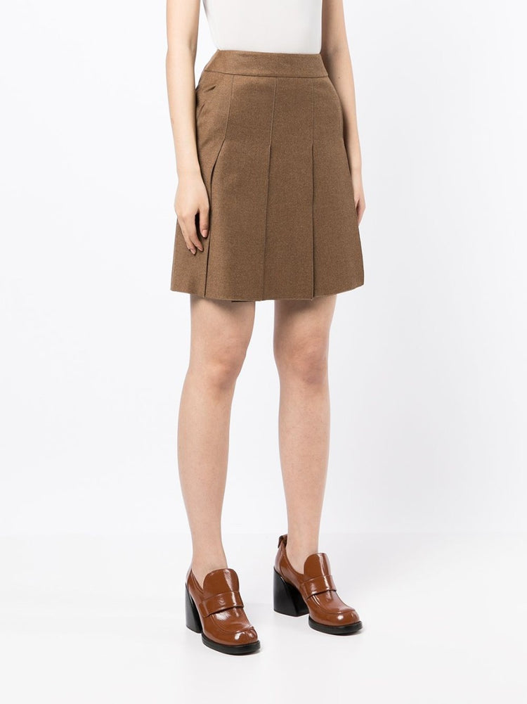 Pleated Brown skirt - Rewind Vintage Affairs