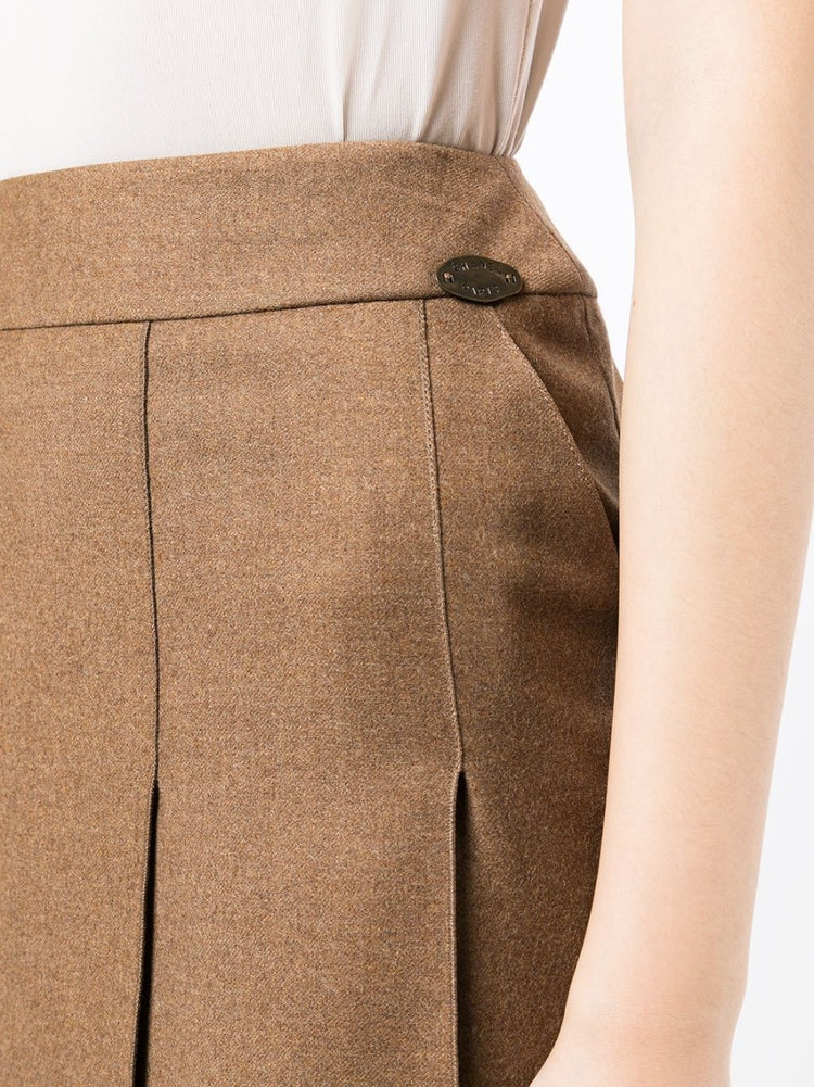 Pleated Brown skirt - Rewind Vintage Affairs