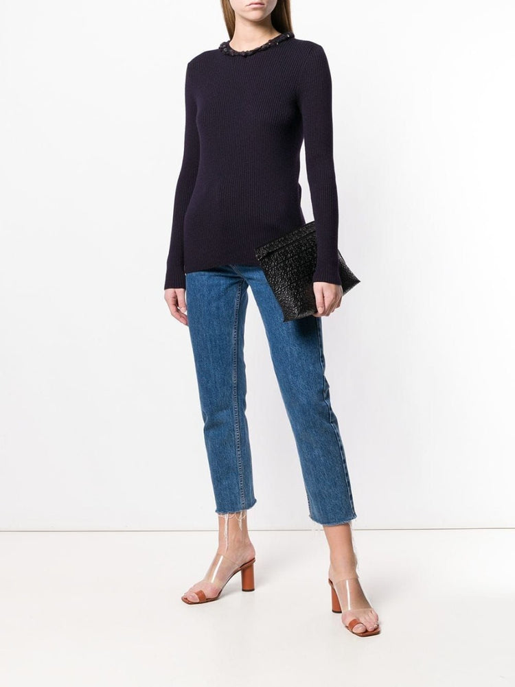 Plum Embellished Jumper - rewindvintageofficial