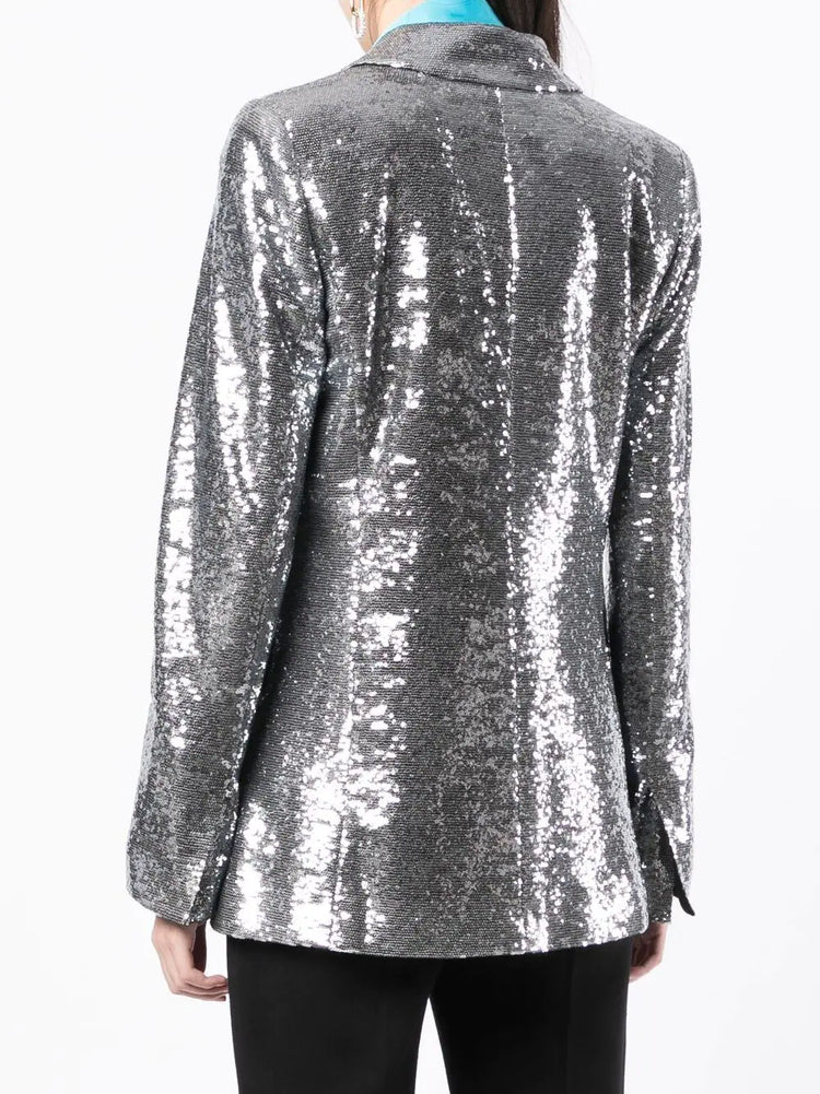 Silver Sequin-Embellished Blazer - Rewind Vintage Affairs