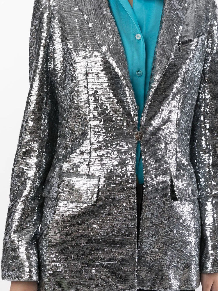 Silver Sequin-Embellished Blazer - Rewind Vintage Affairs