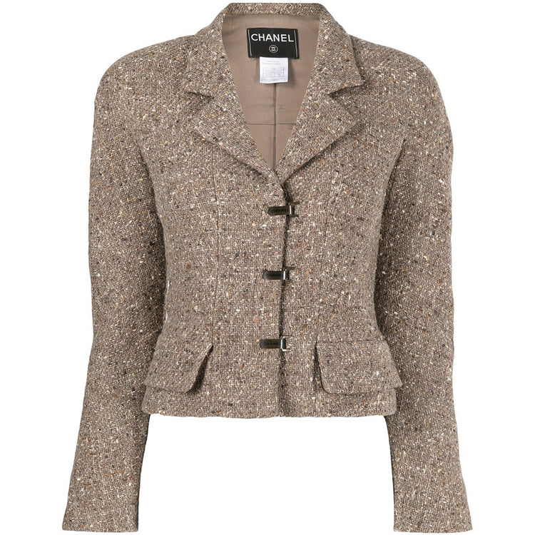 Single-Breasted Brown Tweed Jacket - Rewind Vintage Affairs