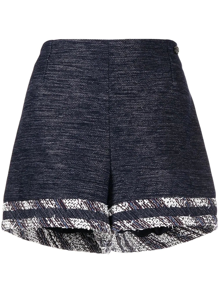 Striped Blue Tweed Shorts - Rewind Vintage Affairs