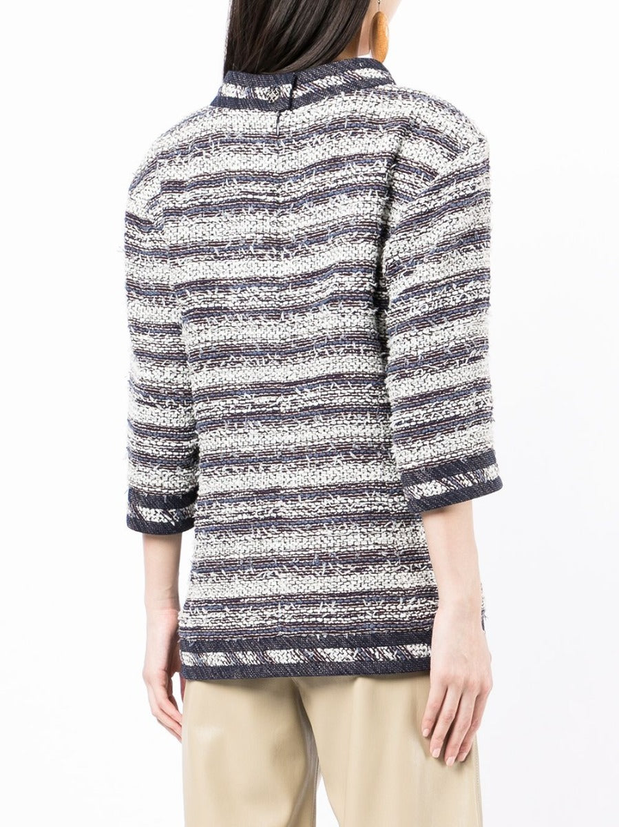 Striped Blue Tweed Tunic - Rewind Vintage Affairs