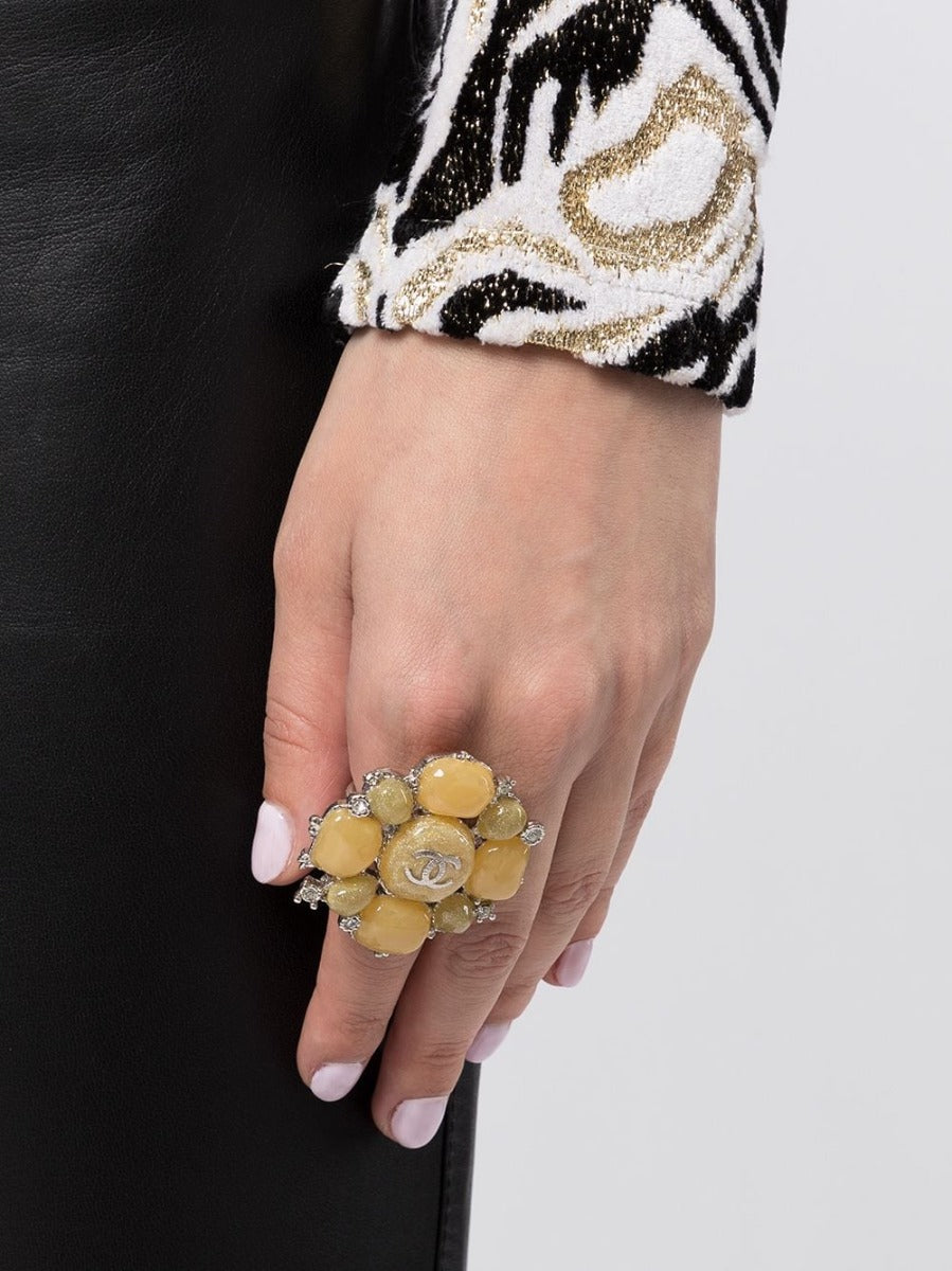 Yellow Stone Embellished Ring - rewindvintageofficial