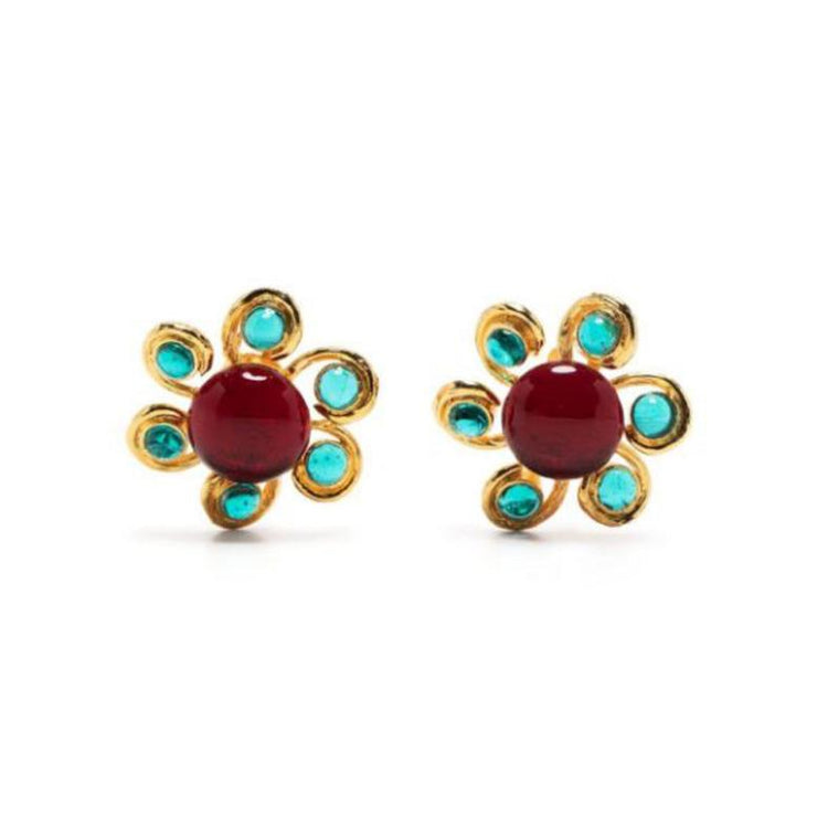 Gripoix Glass-Bead Clip-On Earrings - Rewind Vintage Affairs