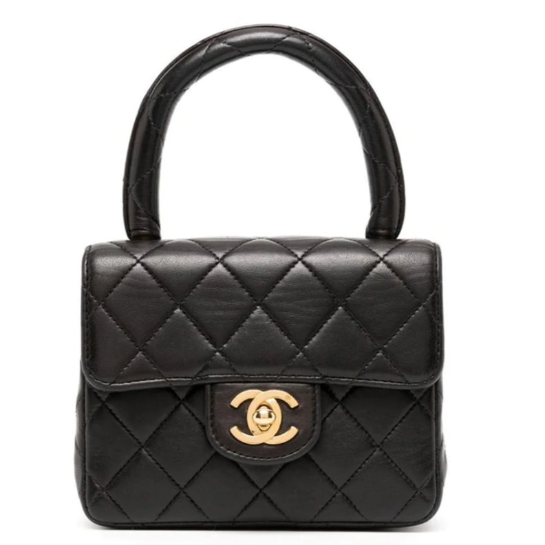 Chanel quilted top handle top bag