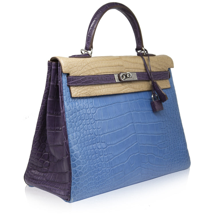 Hermès Special Order Tri-Colour Exotic Leather 35cm Kelly Bag