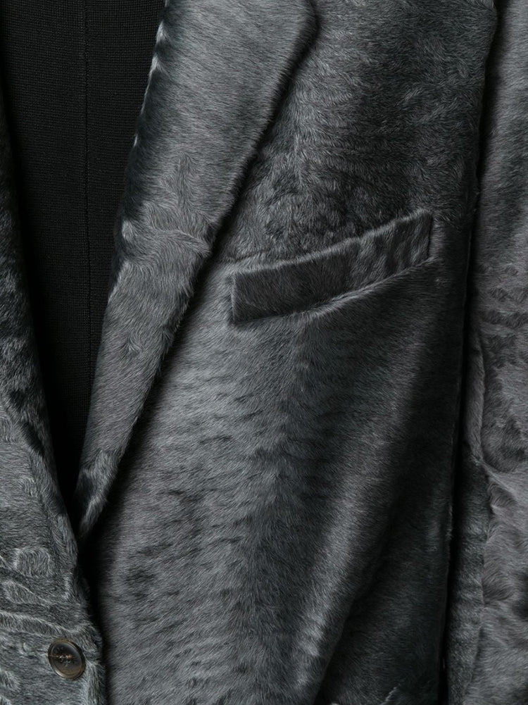 Grey Lambskin Blazer - rewindvintageofficial