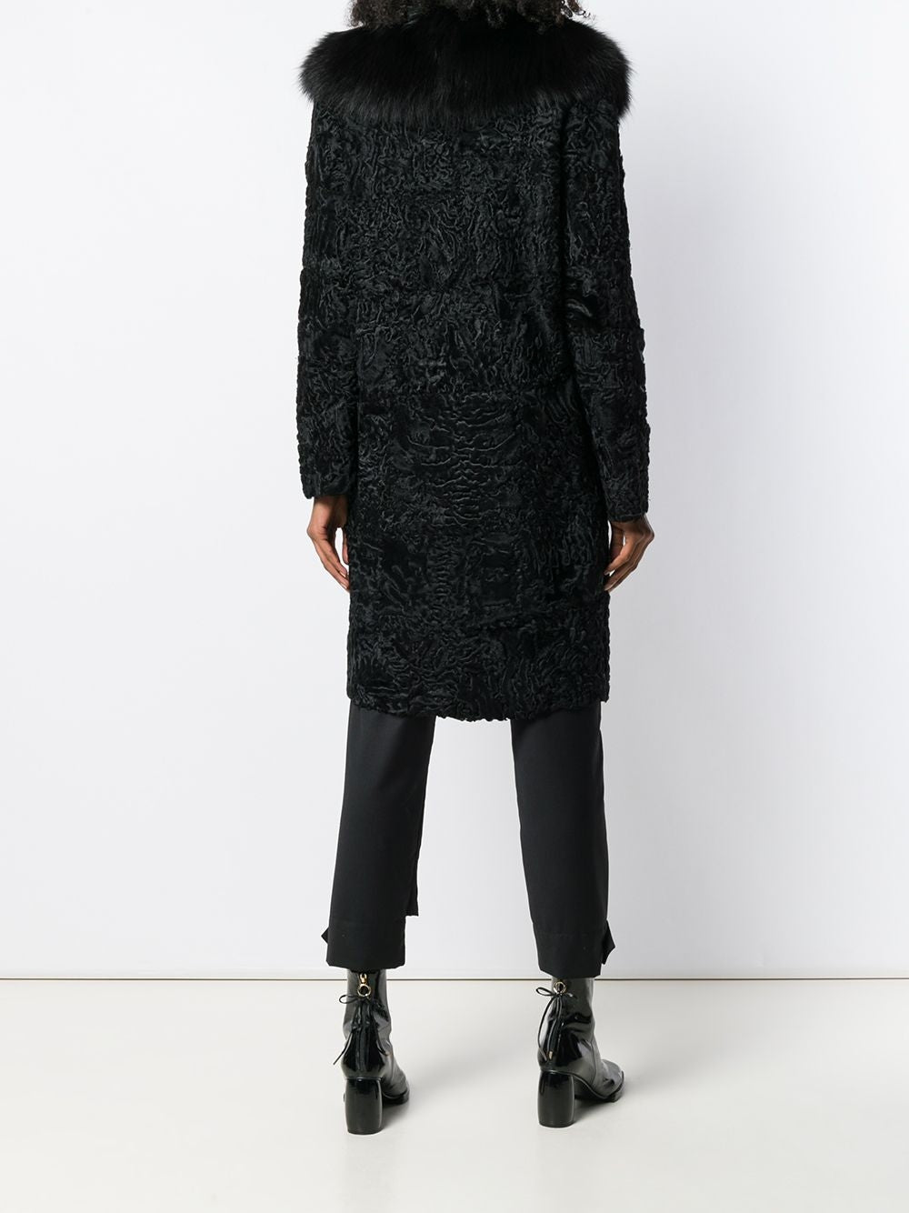 Black Jacquard Astrakhan Coat - rewindvintageofficial