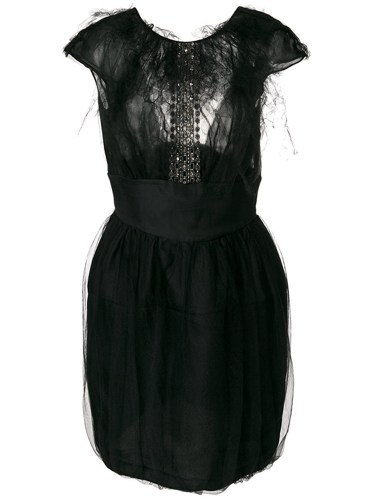 Black Embellished Silk Dress - rewindvintageofficial