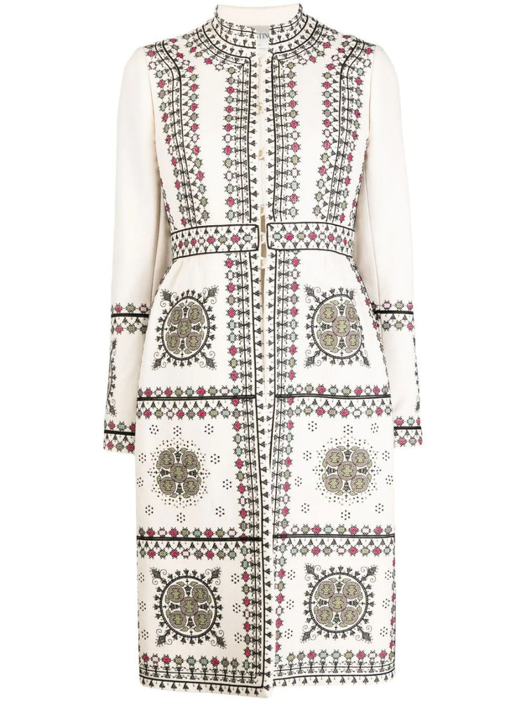 Embroidered High-Neck Coat - Rewind Vintage Affairs