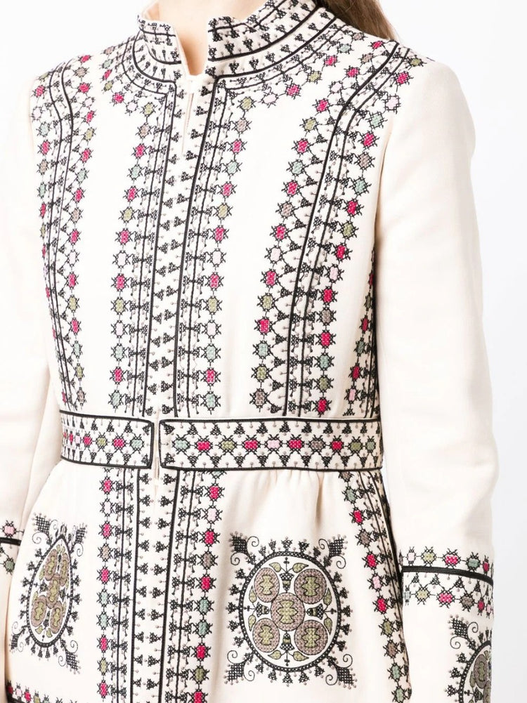 Embroidered High-Neck Coat - Rewind Vintage Affairs