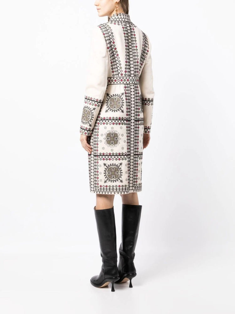 Embroidered High-Neck Coat - Rewind Vintage Affairs
