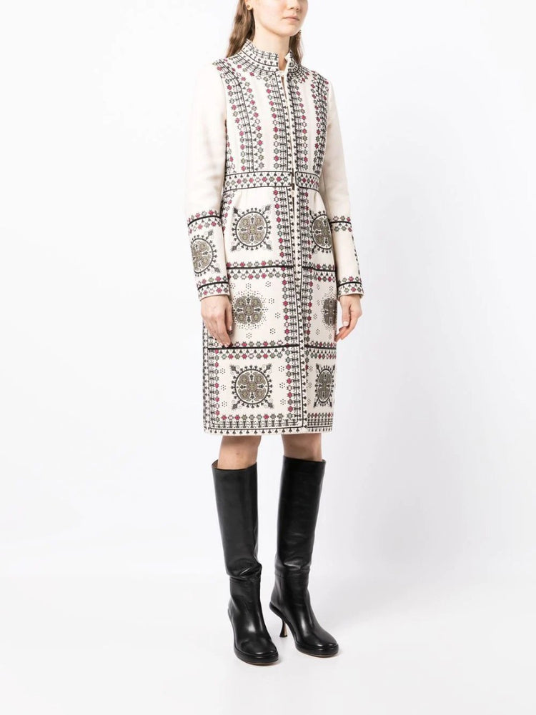 Embroidered High-Neck Coat - Rewind Vintage Affairs