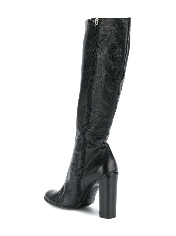 Knee High Black Logo Boots - rewindvintageofficial