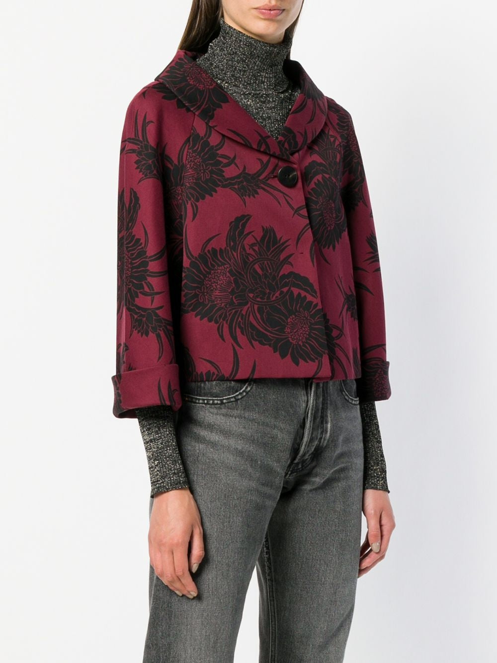 Floral Cropped Jacket - rewindvintageofficial