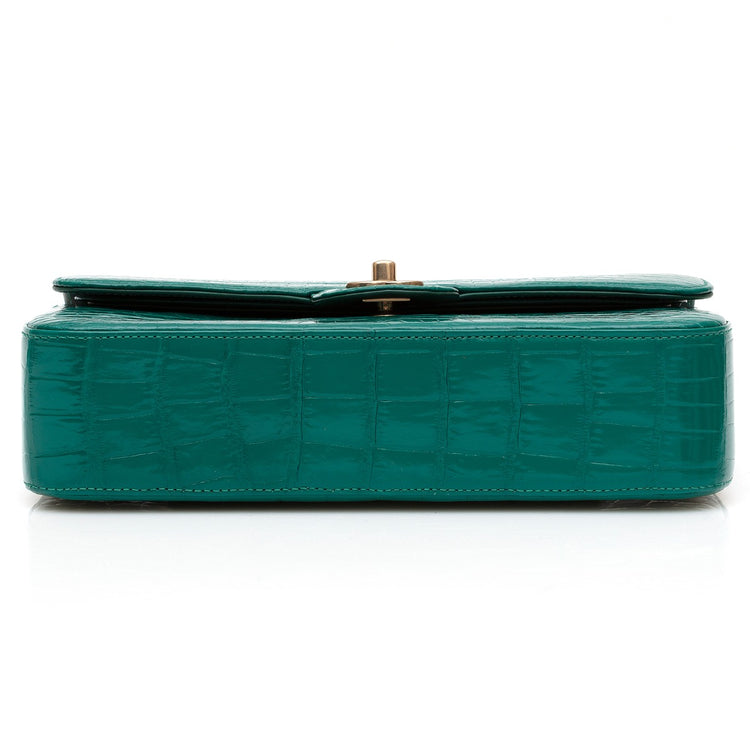 Chanel Shiny Emerald Green Exotic Medium Double Flap Bag
