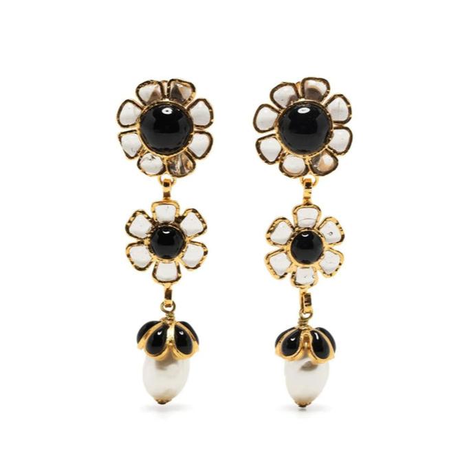 Gripoix Floral Drop Earrings - Rewind Vintage Affairs