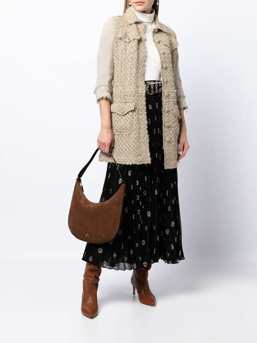 Beige Tweed Mid-length Jacket - Rewind Vintage Affairs