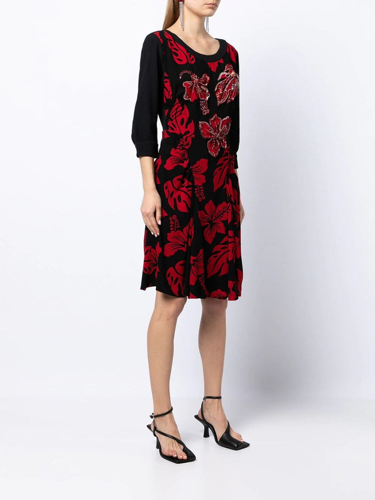 Floral Print Embellished Dress - Rewind Vintage Affairs