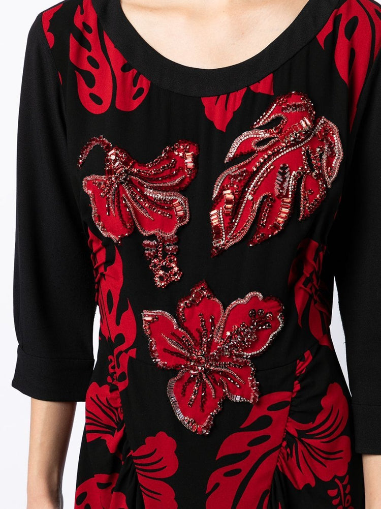 Floral Print Embellished Dress - Rewind Vintage Affairs