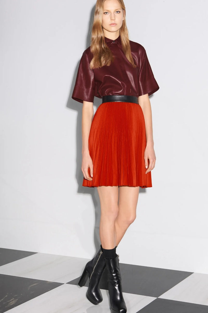 Pre-Fall 2014 Short-Sleeved Leather Shirt - Rewind Vintage Affairs