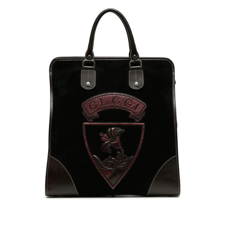 Runway Suede Logo Tote Bag - Rewind Vintage Affairs