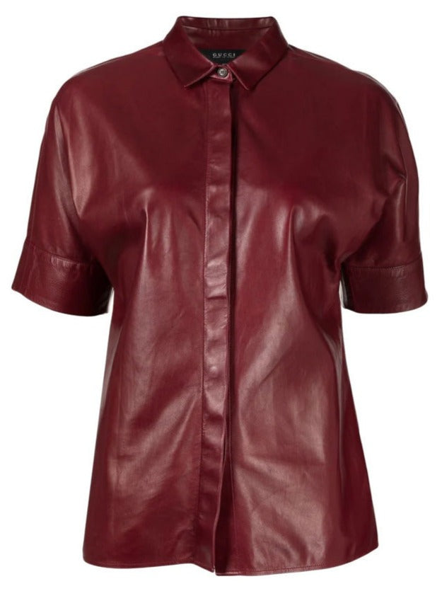 Pre-Fall 2014 Short-Sleeved Leather Shirt - Rewind Vintage Affairs