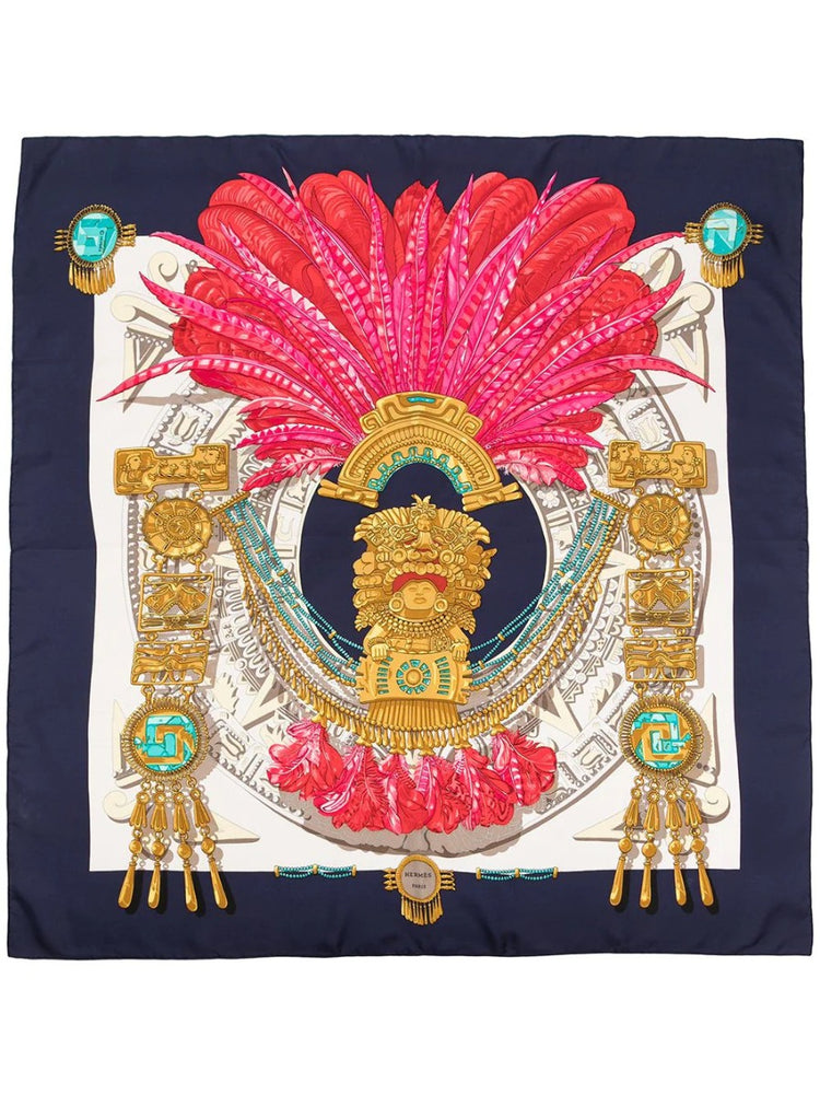 Egyptian Feathers Silk Scarf - rewindvintageofficial