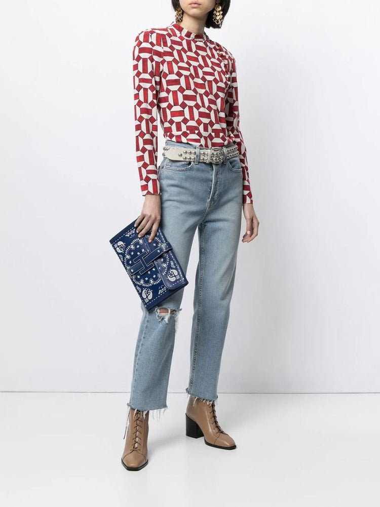 Blue Bandana Print Jige Clutch - rewindvintageofficial