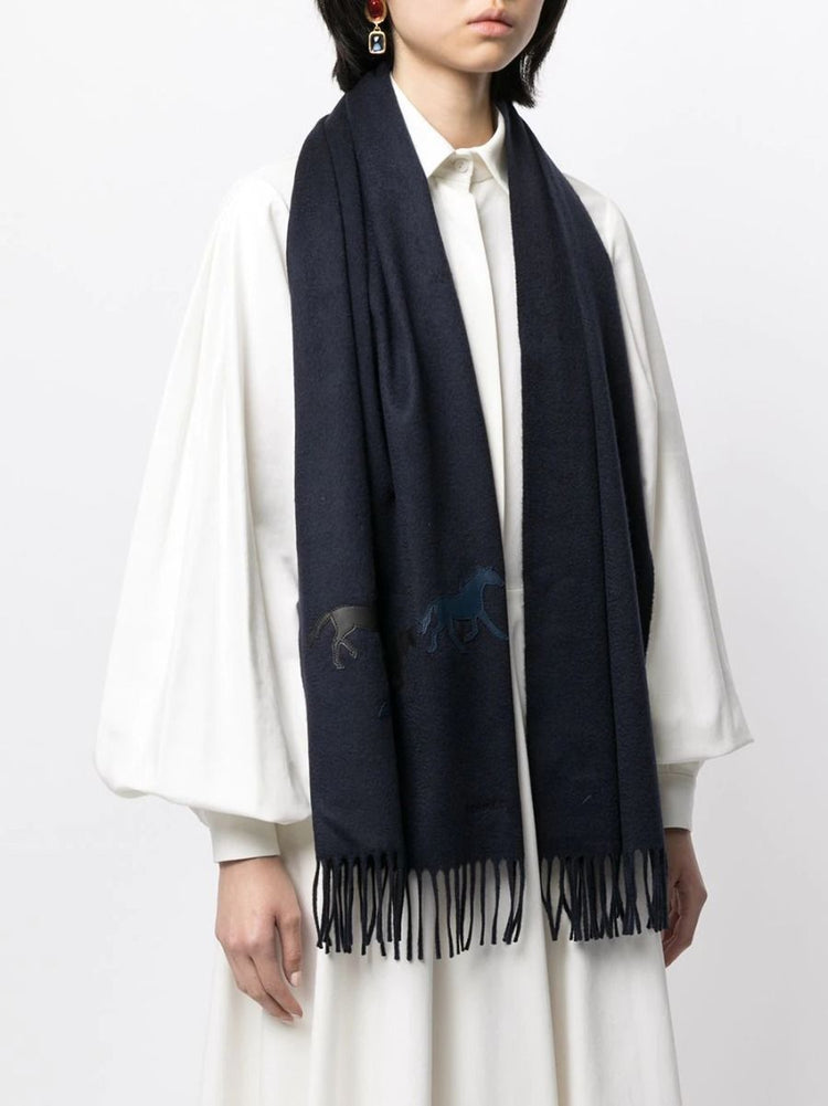 Horse Patch Cashmere Scarf - rewindvintageofficial