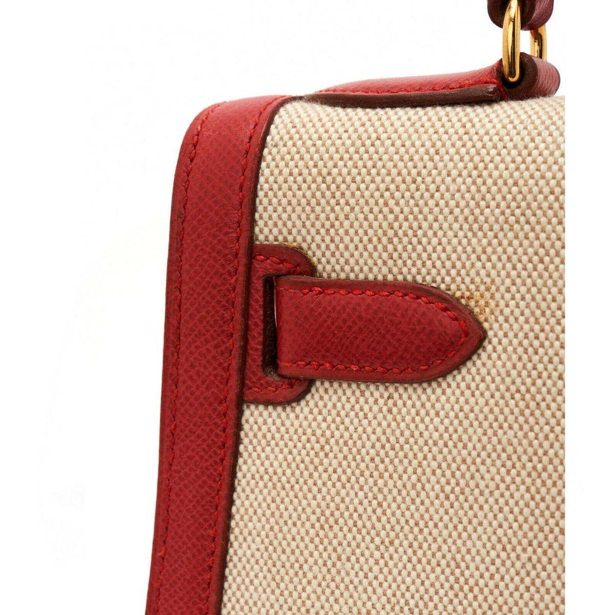Hermes Kelly 32 Toile Rouge