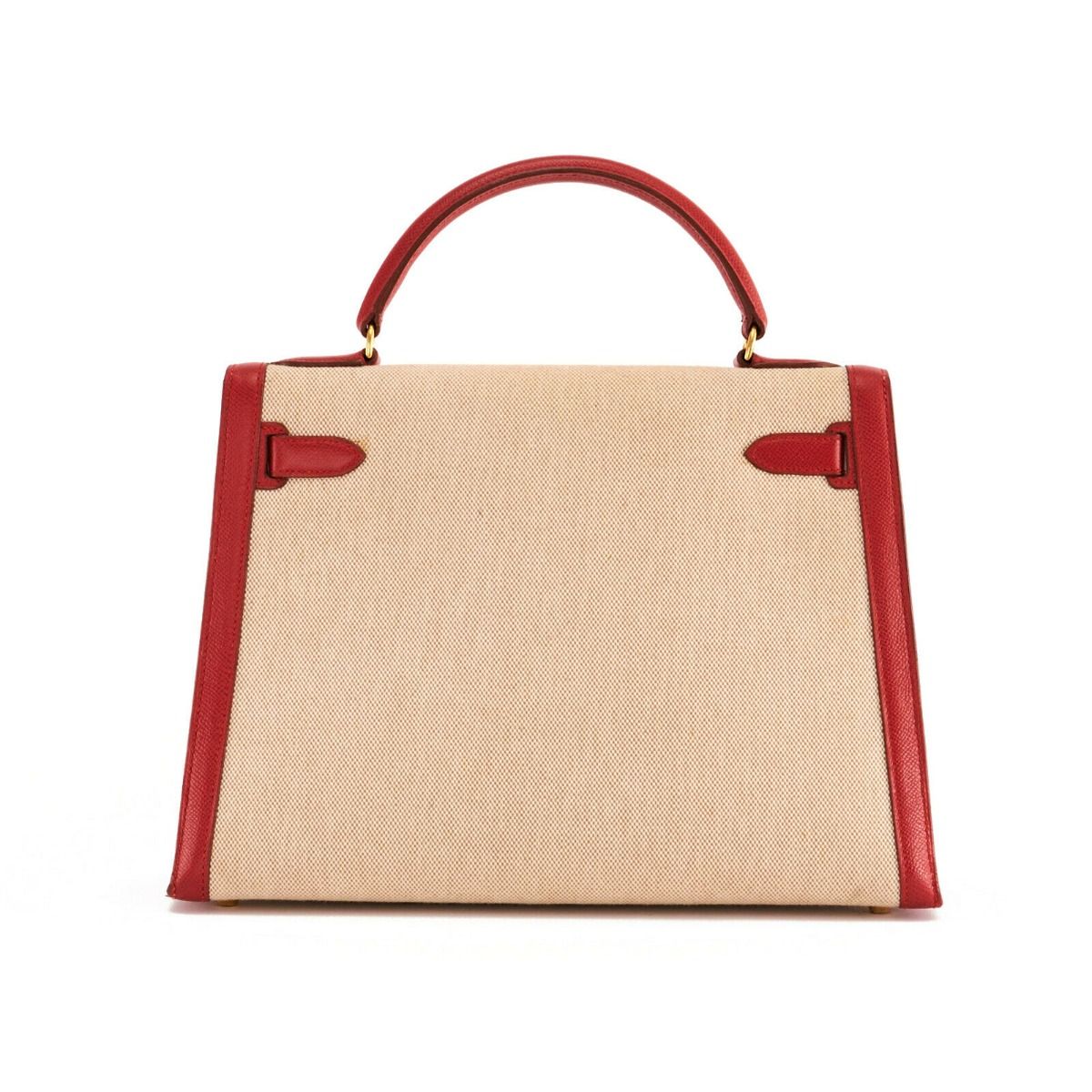 Hermes Kelly 32 Toile Rouge