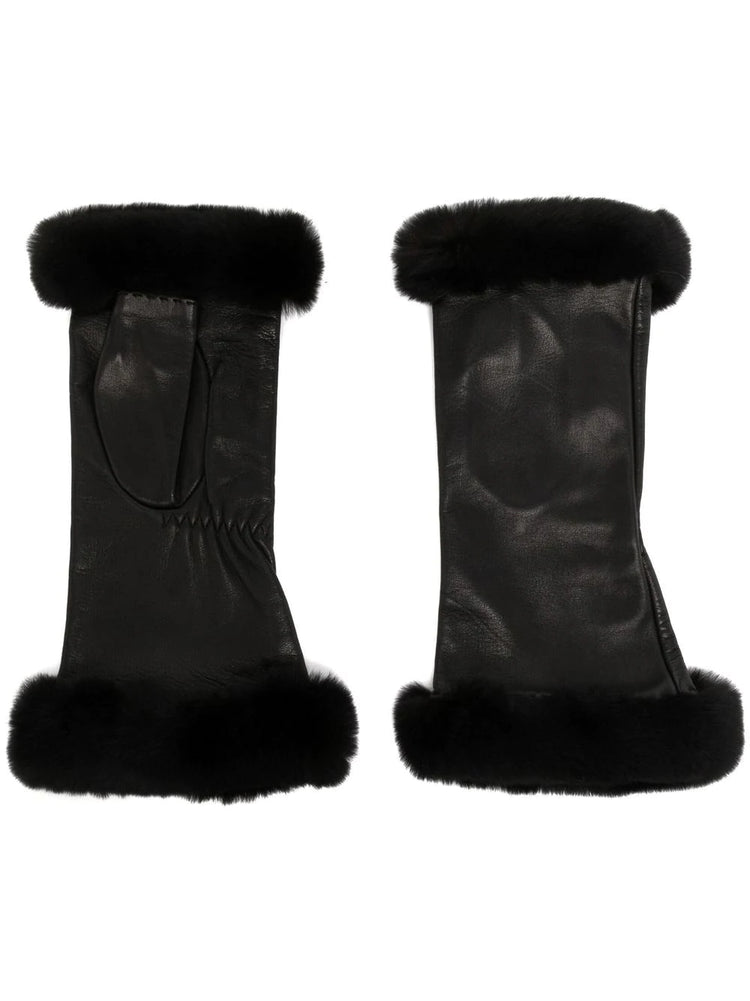 Trimmed Fingerless Leather Gloves - Rewind Vintage Affairs