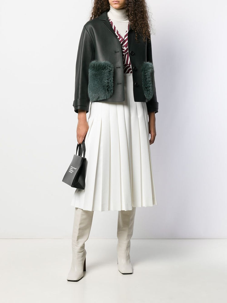 Burberry Fur Trimmed Leather Jacket