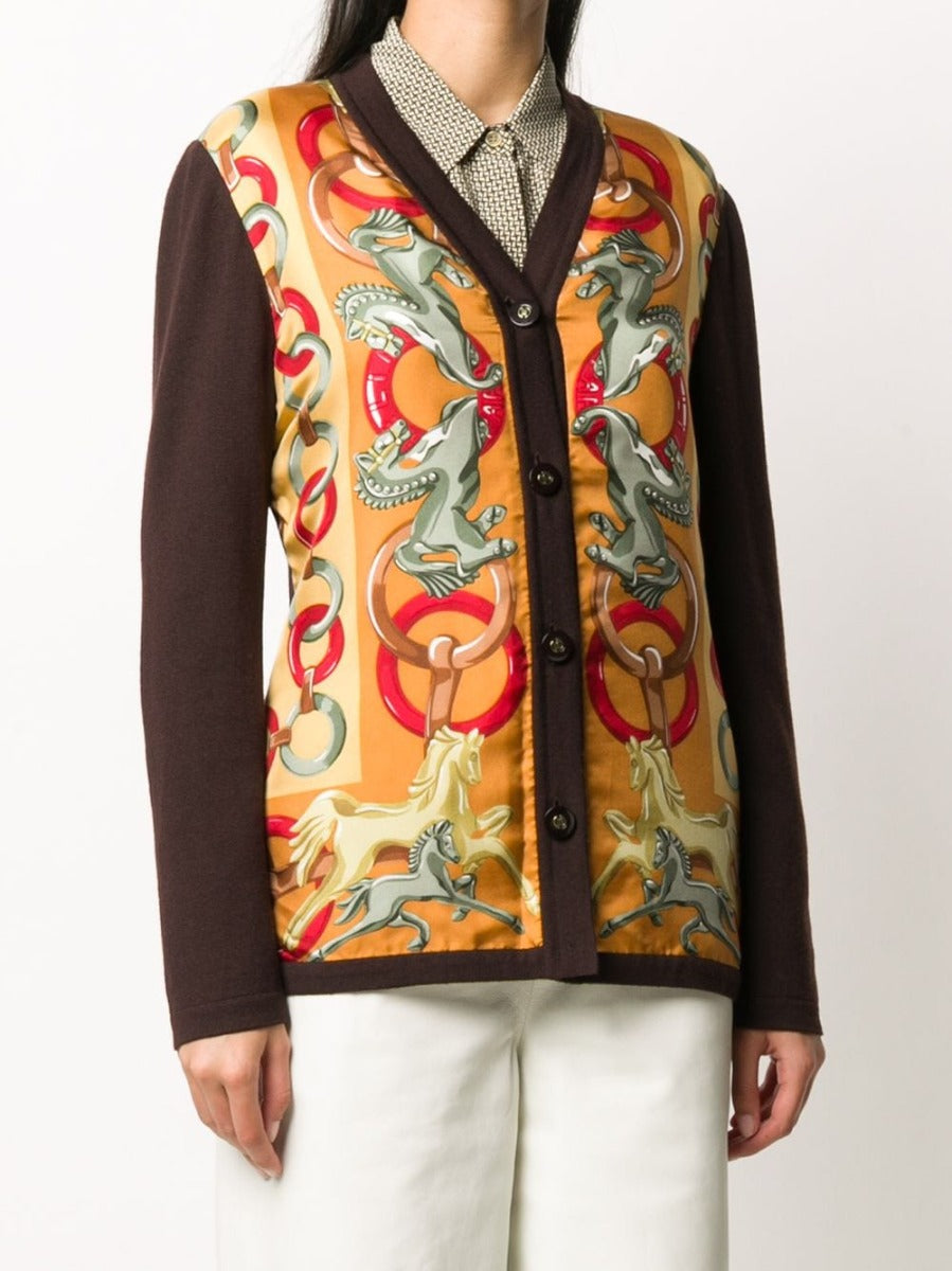 Brown Wool Printed Cardigan - rewindvintageofficial