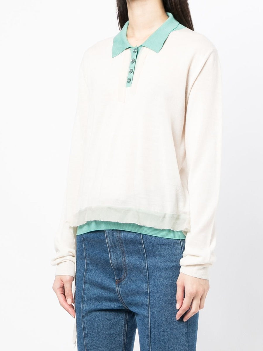 Cream Knitted Polo Sweater - Rewind Vintage Affairs