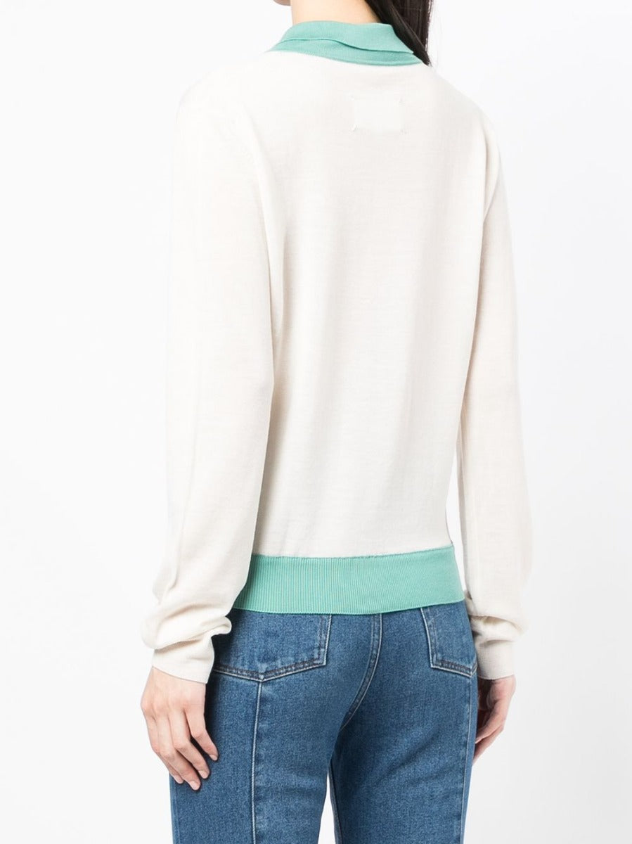 Cream Knitted Polo Sweater - Rewind Vintage Affairs